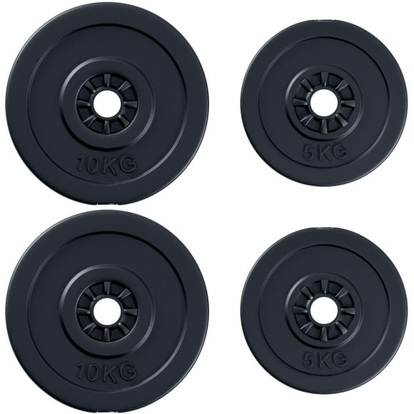 Soozier 4pc Plaques de Poids Plaques de Barre de Gymnastique Haltères Ensemble pour l'Exercice Ajustement Gym Corps Entraînement Disque Plaque de Poids Ensemble 2 x 11lbs & 2 x 22lbs Noir