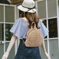 thumbnail image 4 of Womens Straw Backpack Fashion Casual Faux Pearl Travel Backpack Small Backpack, 4 of 10