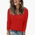 thumbnail image 5 of Idoravan Lightweight Sweaters for Women 2024 Spring Women's Solid Color Casual Slim Fitting Knitwear Pullover V-Neck Long Sleeve Sweater Tops Blouse Red XXL, 5 of 5