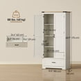 thumbnail image 3 of HOMCOM 69" Tall Kitchen Storage Cabinet with Adjustable Shelves, Cream White, 3 of 10