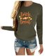 thumbnail image 2 of Gibobby Camisa Elegante Para Mujer Camiseta de manga larga suelta de cuello redondo con estampado de sello para mujer de Halloween（Verdinegro， L), 2 of 4