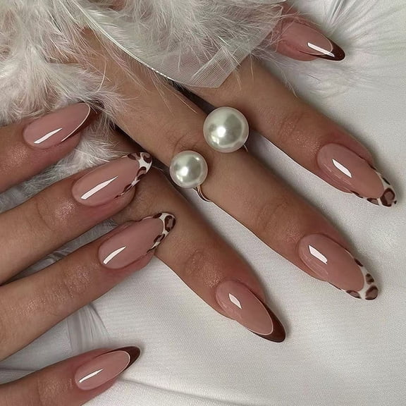KUFptva Press on Nails Almond Shaped Fake Nails Stick on Nails Full Covers False Nails Glues on Nails Artificial Acrylic Nails
