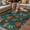 Dark Green Dark Orange, variant on Orange Blue Spring Floral Outdoor Rug for Patio/Deck/Porch, Non-Slip Large Area Rug 5 x 8 Ft, Vintage Botanical Summer Flower Indoor Outdoor Rugs Washable Area Rugs, Camping Rug Carpet Runner