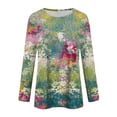 thumbnail image 4 of BDPORKAS Petite Tops for Women Long Sleeve Cotton Shirts for Women Round Neck Long Sleeve Tops for Women Floral Blouses Tunic Tops for Women, 4 of 5