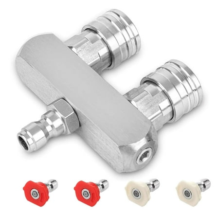 Dual-Head Pressure Washer Nozzle 5000PSI, 1/4 Inch Quick Connect for Efficient Cleaning