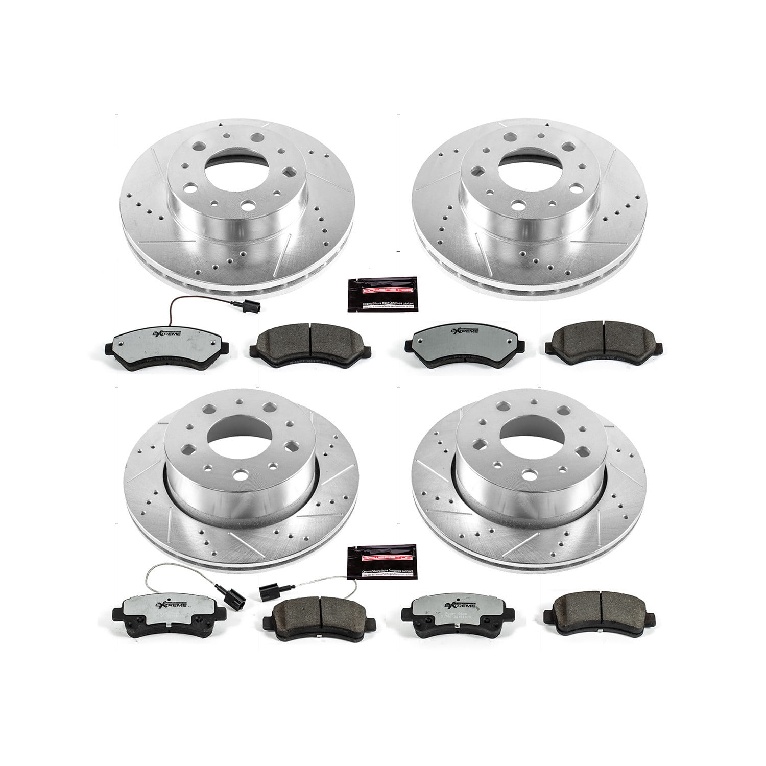 PowerStop Front and Rear Z36 Truck & Tow Carbon-Fiber Ceramic Brake Pad and Drilled and Slotted Rotor Kit Fits: Select Models K7304-36