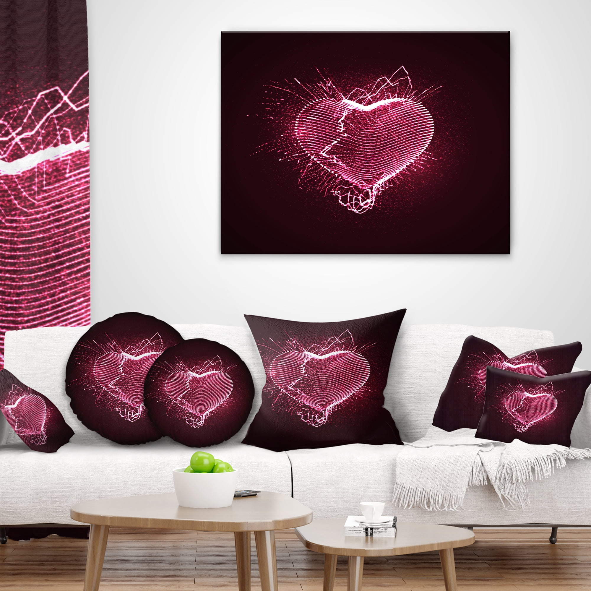 Designart Happy Valentine’s Day - Abstract Throw Pillow - 18x18