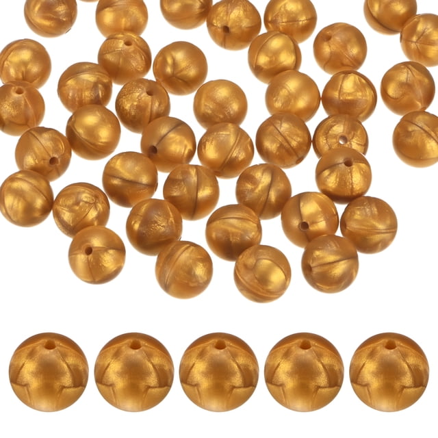 Paquete de 50 cuentas de silicona redondas doradas de 15 mm para manualidades DIY/pulsera/collar