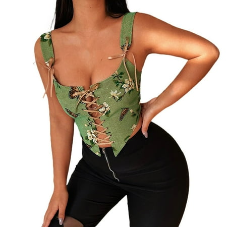 

fvwitlyh Shapewear for Women Tummy Control Corset Spanks Women Vintage Floral Camisole Flower Embroide Push Up Bodysuit Fitness Corsets for Women