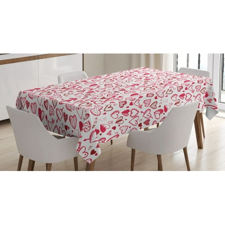 

Valentines Tablecloth Sketch Drawing Style Hearts in Red and Pink Pattern for Romantic Couples Rectangular Table Cover for Dining Room Kitchen 60 X 90 Inches Ruby Pink White by Ambesonne