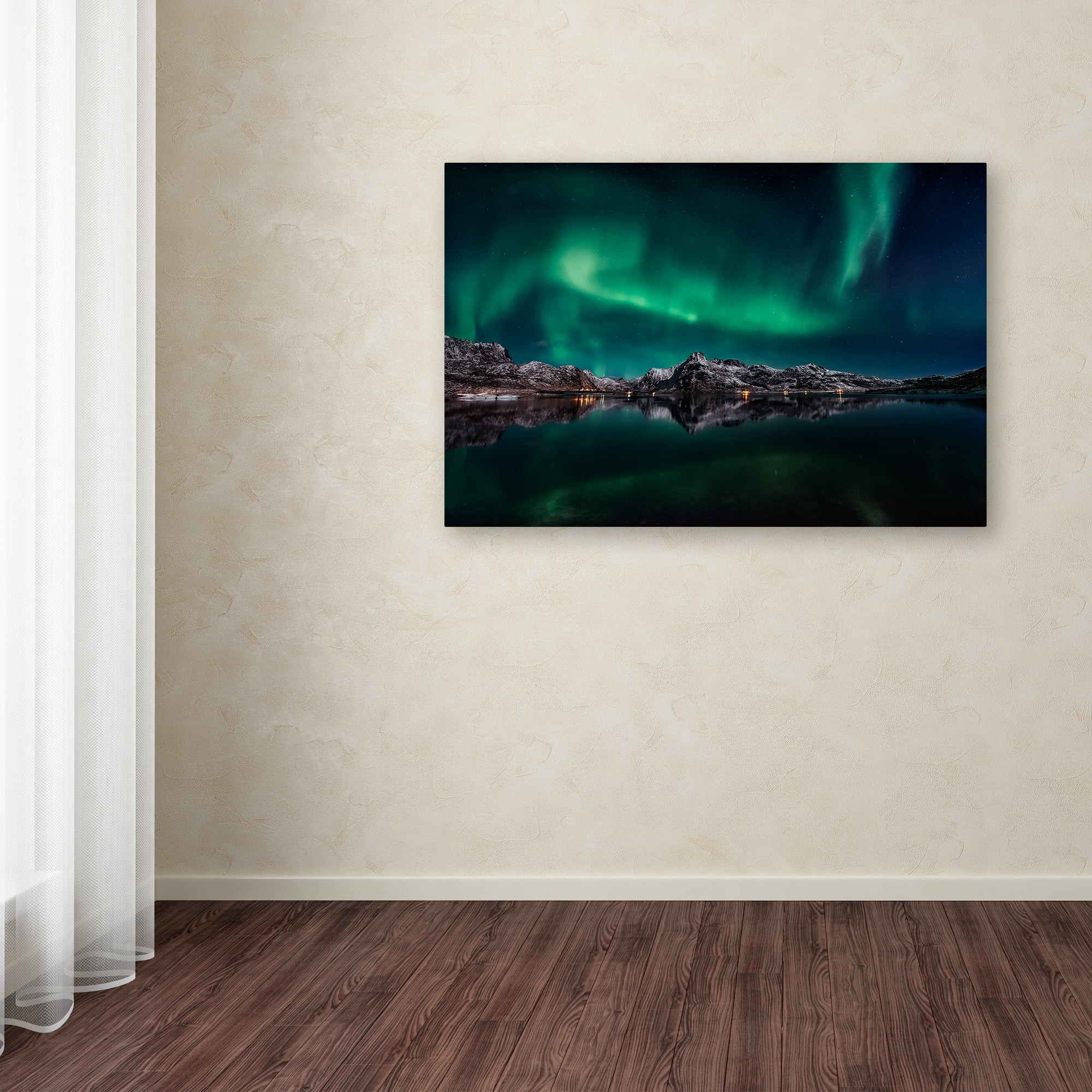Trademark Fine Art 'Lofoten Aurora Reflection' Canvas Art by Javier De La