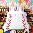 thumbnail image 3 of Erosebridal Light Purple Drippy Baseball Print Twin Bedding Sets, Sports Monogram Bedding Comforter Set for Kids Boys and Girls, Reversible 7pcs, 3 of 6