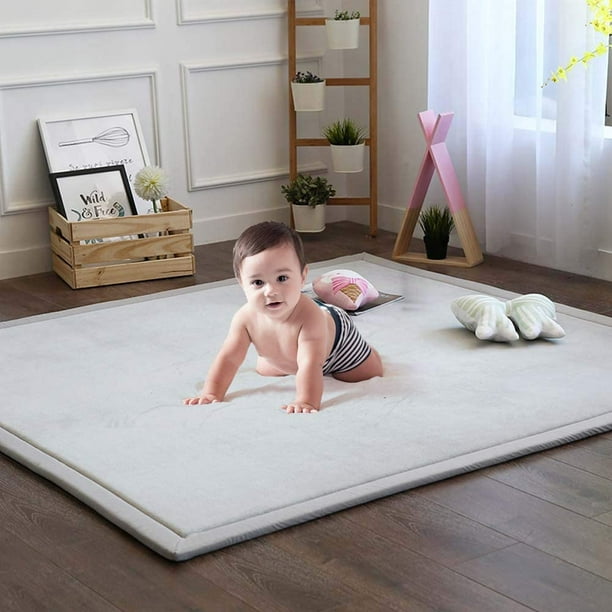 Thicken Memory Foam Baby Play Mat,Large Velvet NonSlip Carpet