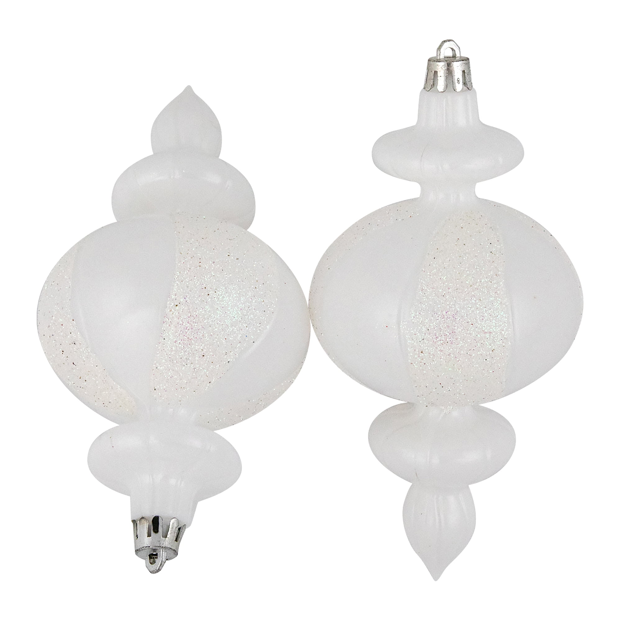 Northlight 8-Count White Shatterproof Finial Christmas Ornaments, 6"