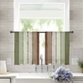 thumbnail image 3 of Sage Green Semi Sheer Curtains 54 Inch Length 2 Panels Set, Farmhouse Wood Grain Vintage Brown Striped Sheer Kitchen Curtain Privacy Voile Window Curtain for Living Room Bedroom Rod Pocket Drapes, 3 of 7