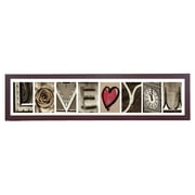 Imagine Letters 8-opening 4"X6" Whie Matted Brown Photo Collage wooden Frame with word LOVE♥YOU