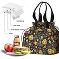thumbnail image 4 of Pioneer Flower Floral Print Pattern Drawstring Lunch Bag Women - Drawstring Lunch Bag Insulated for Work Office - Stain-Resistant Large Lunchbags for Women with Multi-Pockets, 4 of 6