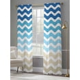 thumbnail image 4 of Blue Brown Stripes Sheer Curtains for Living Room Bedroom Abstract Geometric Ombre Wave Stripe Sheer Curtains 84 Inch Long 2 Panels Set Light Filtering Curtain Window Treatments Drapes, 4 of 6