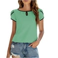 thumbnail image 2 of Babysbule Women's Fashion Solid Color Tops Round Neck Underwaist Comfortable Loose Short Sleeve Casual Womens Tops, 2 of 7