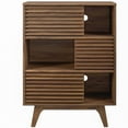 thumbnail image 4 of Contemporary Modern Urban Designer Living Room Lounge Club Lobby Stand Cabinet, Wood, Natural Walnut Brown, 4 of 8