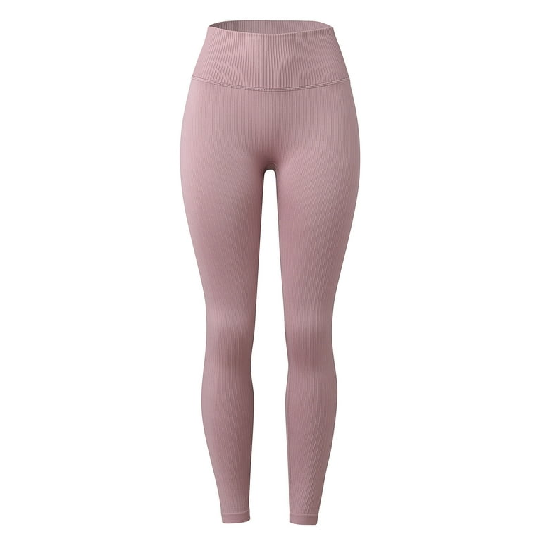 KaLI_store Work Pants for Women Women's Scrunch Lift Leggings Seamless Tights  Squat Proof Tummy Control Yoga Pants Pink,L 