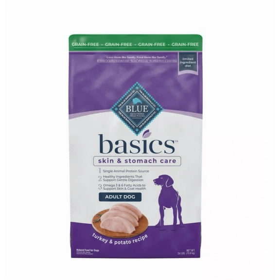Blue Buffalo Basics Adult Grain-Free Limited Ingredient Turkey and Potato Recipe Dry Dog Food 24 lb