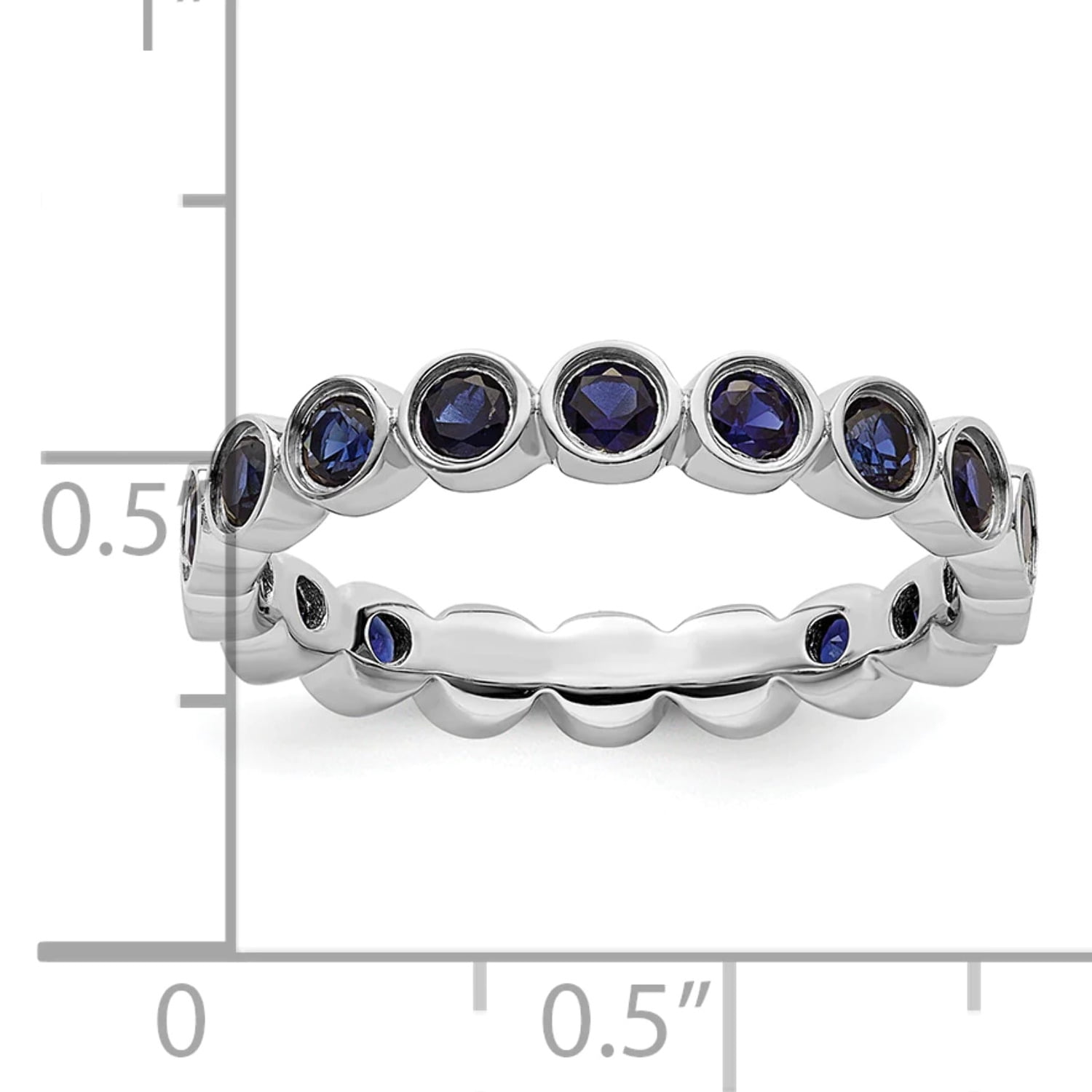 Created Sapphire Sterling Silver Ring