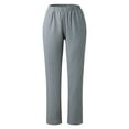thumbnail image 3 of Baqcunre Linen Pants Women Trouser Pant Casual Baggy Elastic Waist Trouser Wide Leg Pant With Pocket Fashion Pant Womens Sweatpants Womens Pants Grey 5XL, 3 of 6