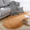 thumbnail image 5 of Lochas Soft Oval Rugs Fluffy Plush Modern Area Rug Shaggy Furry Carpet for Living Room Home Decor Play Mat,2.6'x5.3',Khaki, 5 of 7