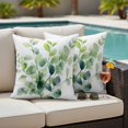 thumbnail image 4 of Spring Botanical Green Outdoor Waterproof Pillow Covers, Farmhouse Blooms Leaves Decorative Square Throw Pillowcase Sofa Cushion Sham for Patio/Couch/Chair, 20"x20" 2 Pack, 4 of 8