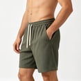 thumbnail image 4 of TEAJOPSUU Men's Graphic Print Shorts Lightweight Athletic Running Workout Mesh Beach Summer Shorts B-Olive Green, 4 of 5