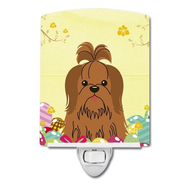 Easter Eggs Shih Tzu Silver Chocolate Ceramic Night Light