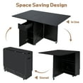 thumbnail image 3 of Spanspace Folding Dining Table, Drop Leaf Kitchen Table with Extra Large 53" × 31.5" Tabletop, 6 Wheels & Storage Shelf, Space Saving for Small Spaces, Black, 3 of 12