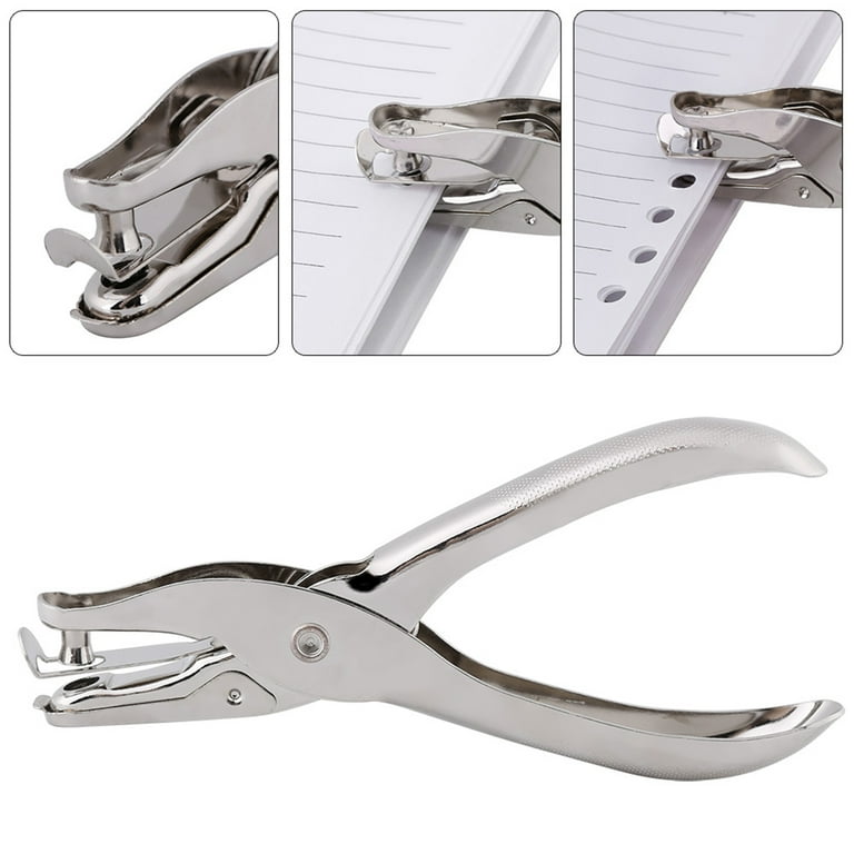 1/4 Single Hole Punch Handheld Hole Puncher Metal Paper Puncher, Silver  2pcs