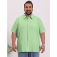 thumbnail image 4 of DARING DIVA Men's Big Tall Casual Short Sleeve Button Down Shirts 3XL Light Green, 4 of 7