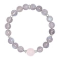 thumbnail image 1 of Pulsera de piedra lunar y cuarzo rosa para mujer en plata de ley, 1 of 2