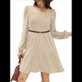 thumbnail image 2 of Vestido Estilo Babydoll Informal de Otoño con Cuello Cuadrado y Larga para Mujer Albaricoque M, 2 of 8