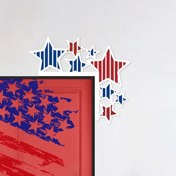 Wmhnj Adorno de esquina de puerta de madera con bandera patritica y detalles intrincados para decoraciones del Da de la Independencia y exhibicin en el hogar durante todo el año.