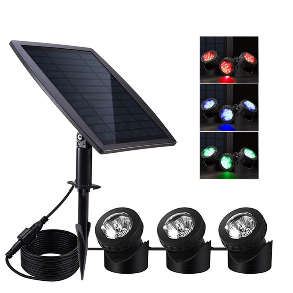 Solar Pond Lights Spotlights LED Underwater Outdoor Garden Lighting 12 LED