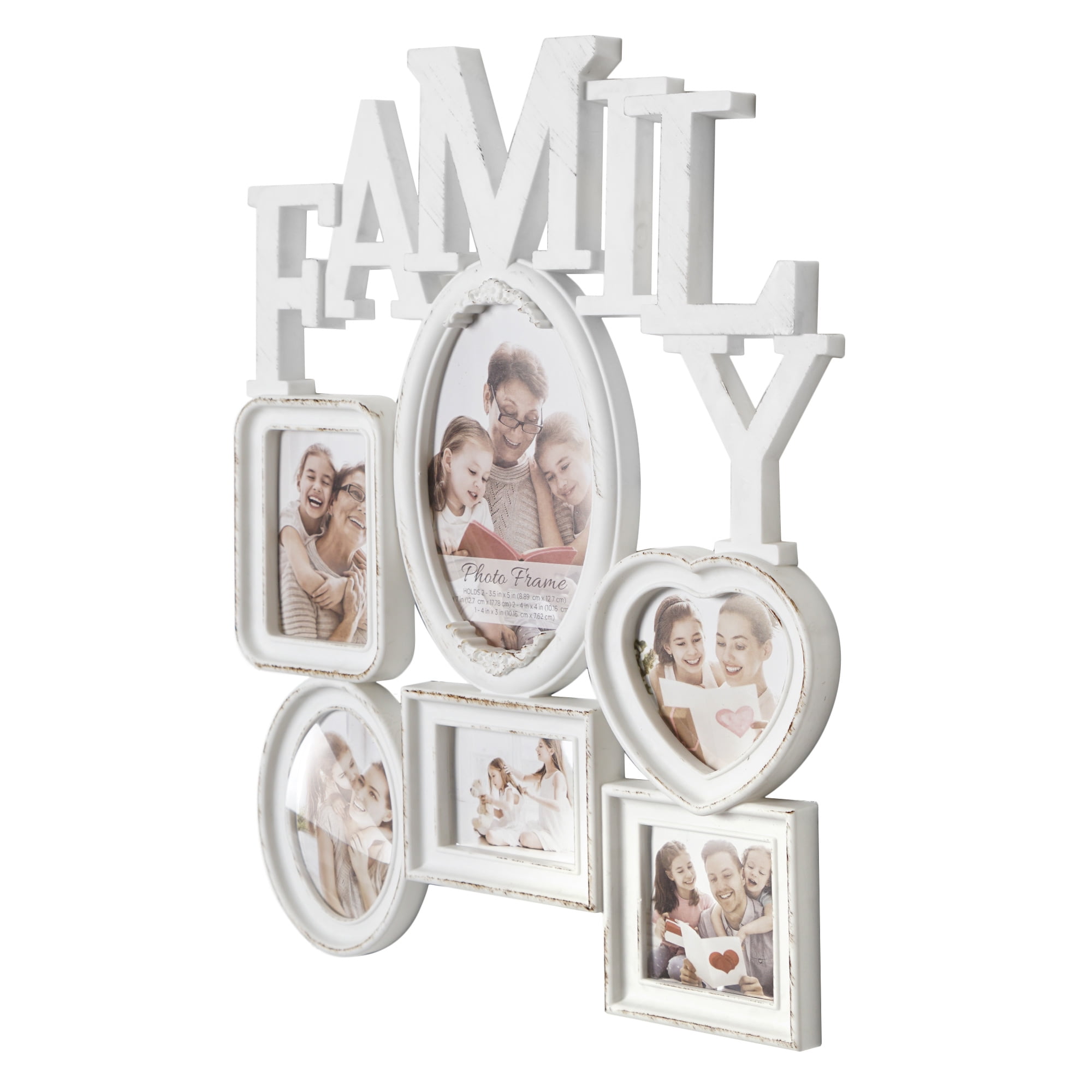 Family Picture Photo Frame Holds 12 Photos Aperture Hanging Multi Frame White 
