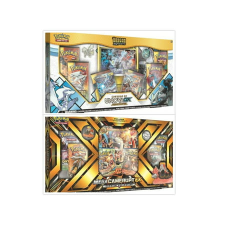 Pokemon Dragon Majesty Legends of Unova GX Box and Mega Camerupt EX Collection Box Trading Card Game Bundle, 1 of