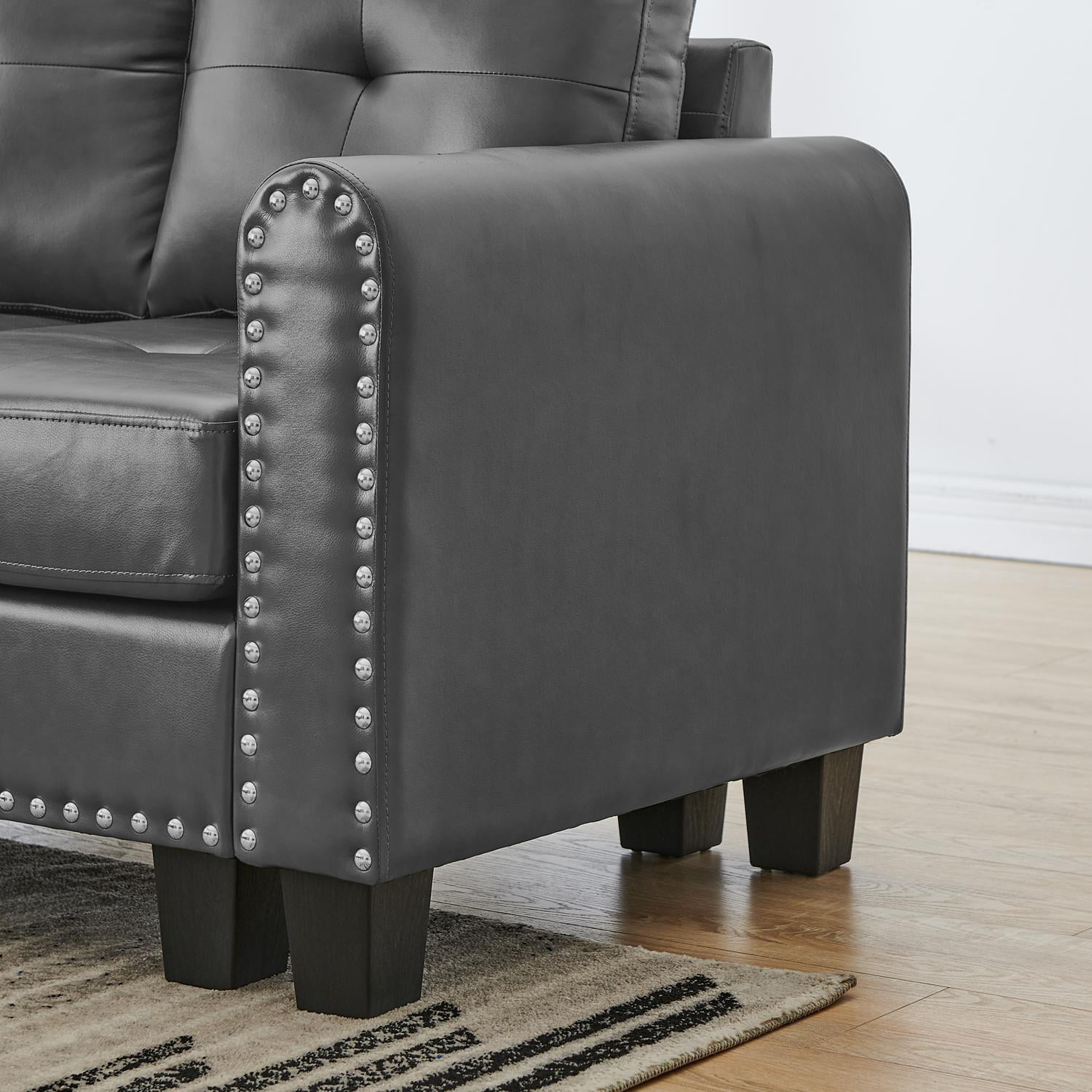 97" W L Shaped Sofa with Storage Ottoman,L Shaped Couch,Modern Sectional Sofa for Living Room,Bedroom,Office,Grey
