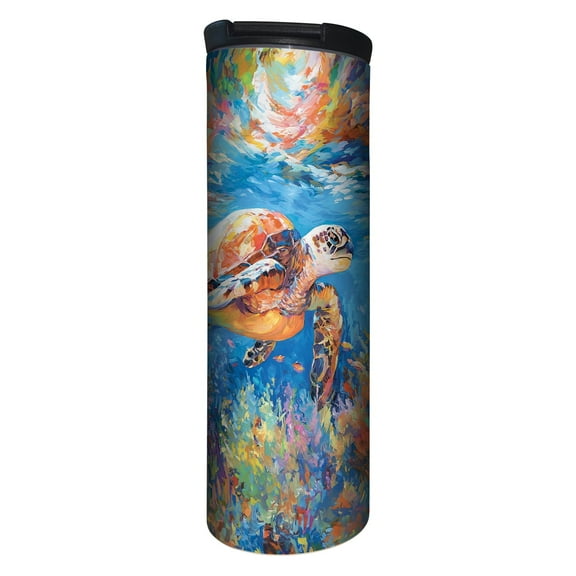 Highland Home "Bright Sea Turtle" 17 oz. Double Wall Stainless Steel Tumbler w/Lid