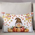 thumbnail image 3 of Thanksgiving Throw Pillow Cover 20 x 26 Inch Decorative Pillow Cover Fall Gray Plaid Pumpkins Gnomes Leaves Retro Lumbar Pillowcase Seasonal Rectangle Cushion Case for Couch Sofa Bed Living Room, 3 of 7