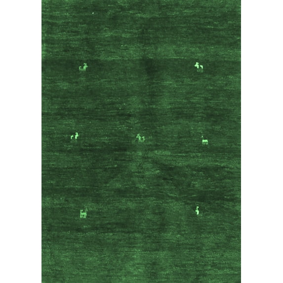 Ahgly Company Indoor Rectangle Abstract Emerald Green Contemporary Area Rugs, 6' x 9'