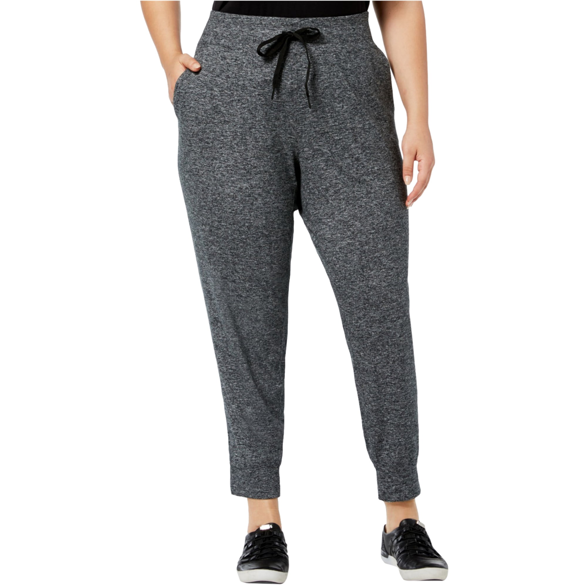 Calvin Klein Womens High Waist Athletic Jogger Pants, Grey, 2X 