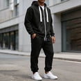 thumbnail image 6 of Mens Tracksuit Set Hoodie Top Jogging Bottoms Casual Full Zip Joggers Sports Sweatsuit with Pockets Black M, 6 of 7