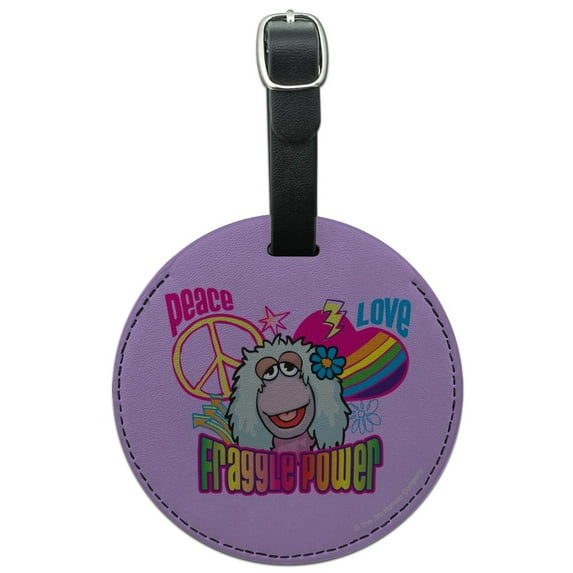 Peace Love Fraggle Power Rock Mokey Round Leather Luggage Card Suitcase Carry-On ID Tag