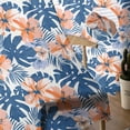 thumbnail image 5 of Sheer Curtains 72 inches Long, Orange Flowers Navy Blue Leaves Watercolor Tropical Plants Light Filtering Sheer Window Curtains Rod Pocket Voile Drapes for Bedroom Living Room, 52"W x 72"L 2 Panels, 5 of 7