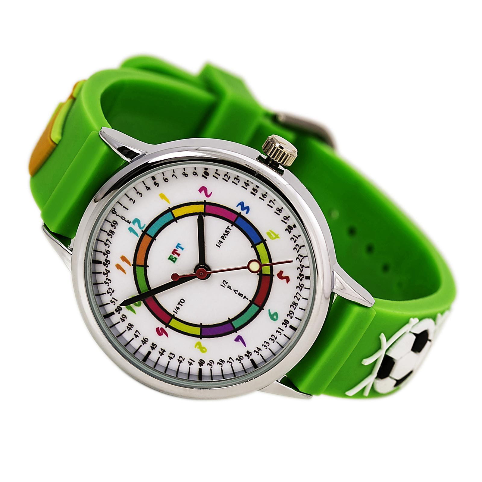 Easy Time Teller ETT101 Kid's White Dial Green Rubber Strap Time Teaching  Watch